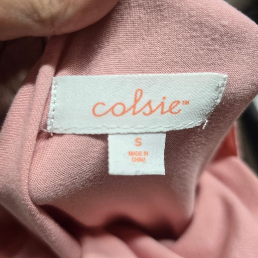 Colsie Lettuce Edge Crop T-Shirt Womens Small Pink Cotton Blend Coquette Basic - Picture 2 of 3